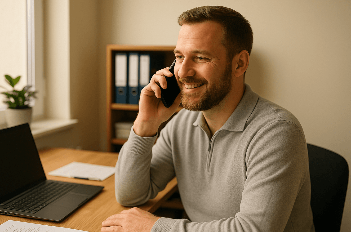 Service-Team von CURAMUS facility services beantwortet Telefonanfragen