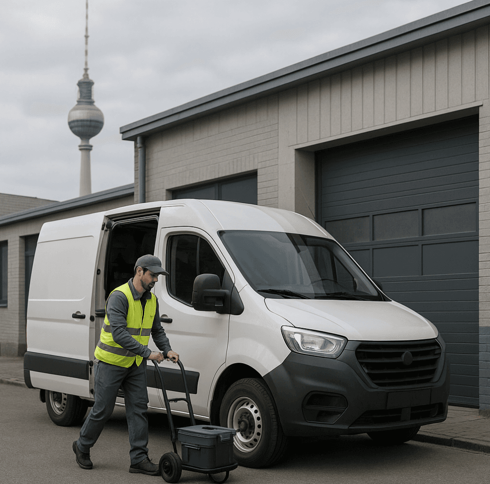 Innerstädtisches Logistikareal mit Blick auf den Fernsehturm