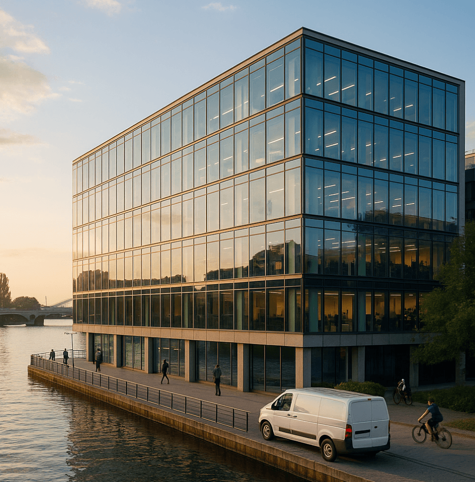 Riverside Bürogebäude mit Glasfassade an der Spree