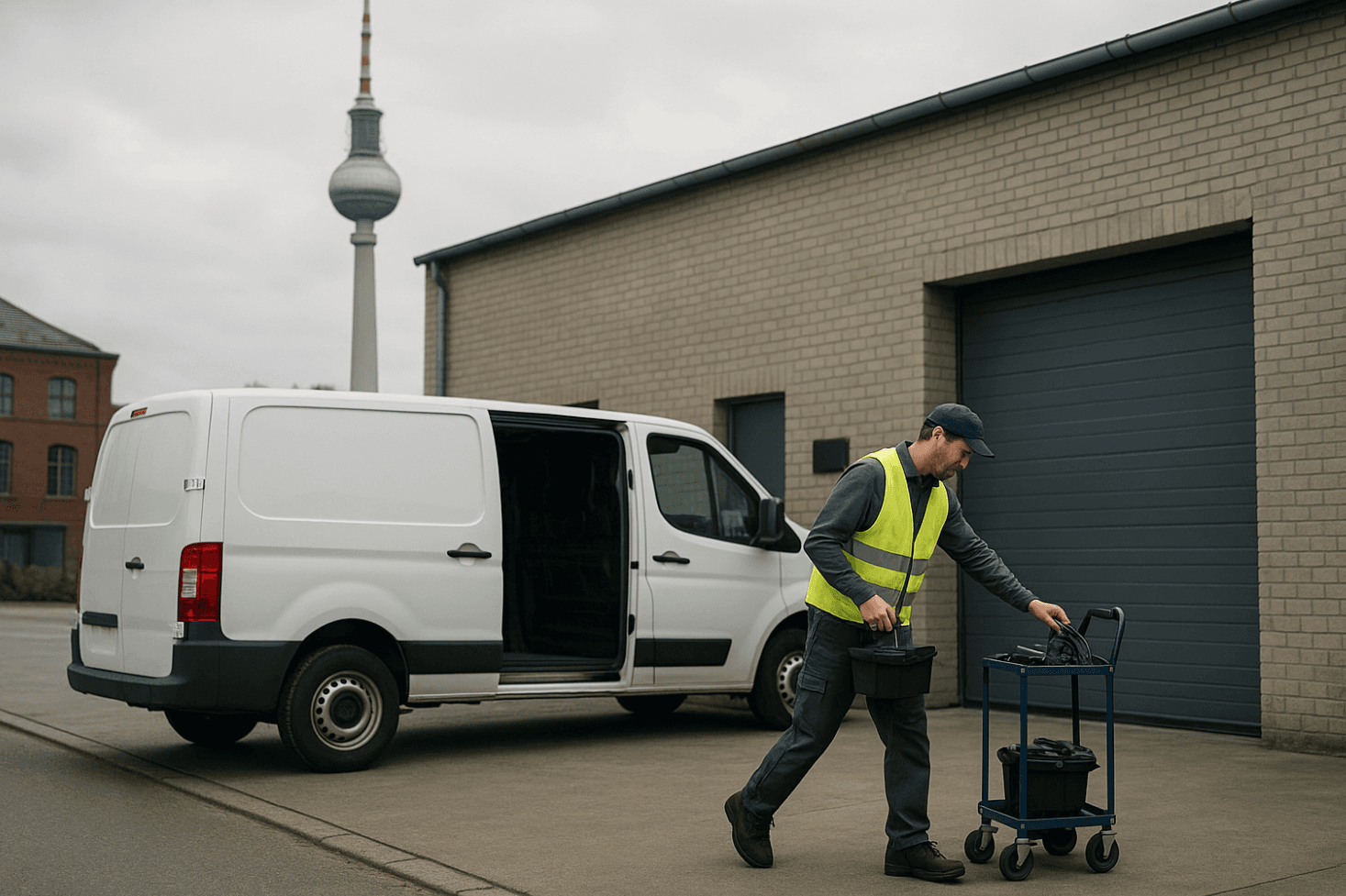 Logistikdrehscheibe mit Lieferfahrzeugen in Berlin