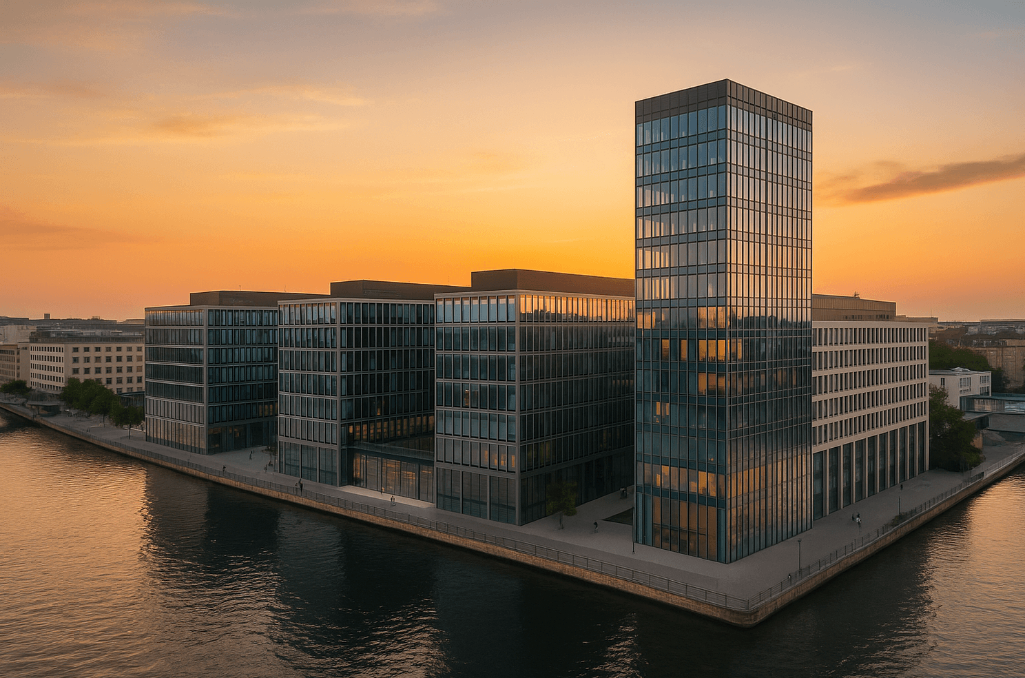 Modernes Büroareal an der Spree in Berlin