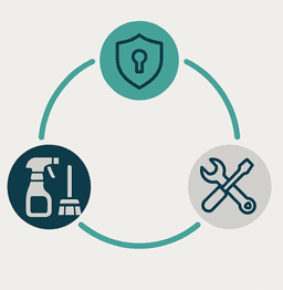 Symbolgrafik mit vernetzten Facility Services